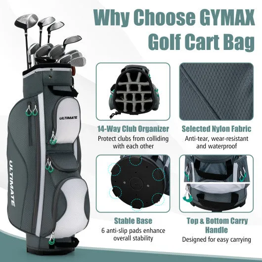 14 Dividers Golf Cart Bag with 7 Zippered Pocket