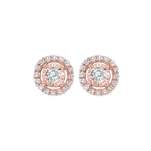 14KT Pink Gold & Diamond Tru Reflection Fashion Earrings  - 1 ctw