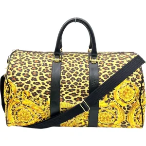 678353AV (X6) Versace Travel Bag Leopard Print Yellow PVC