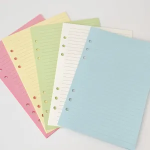 A5 Multicolored Lined Paper Inserts