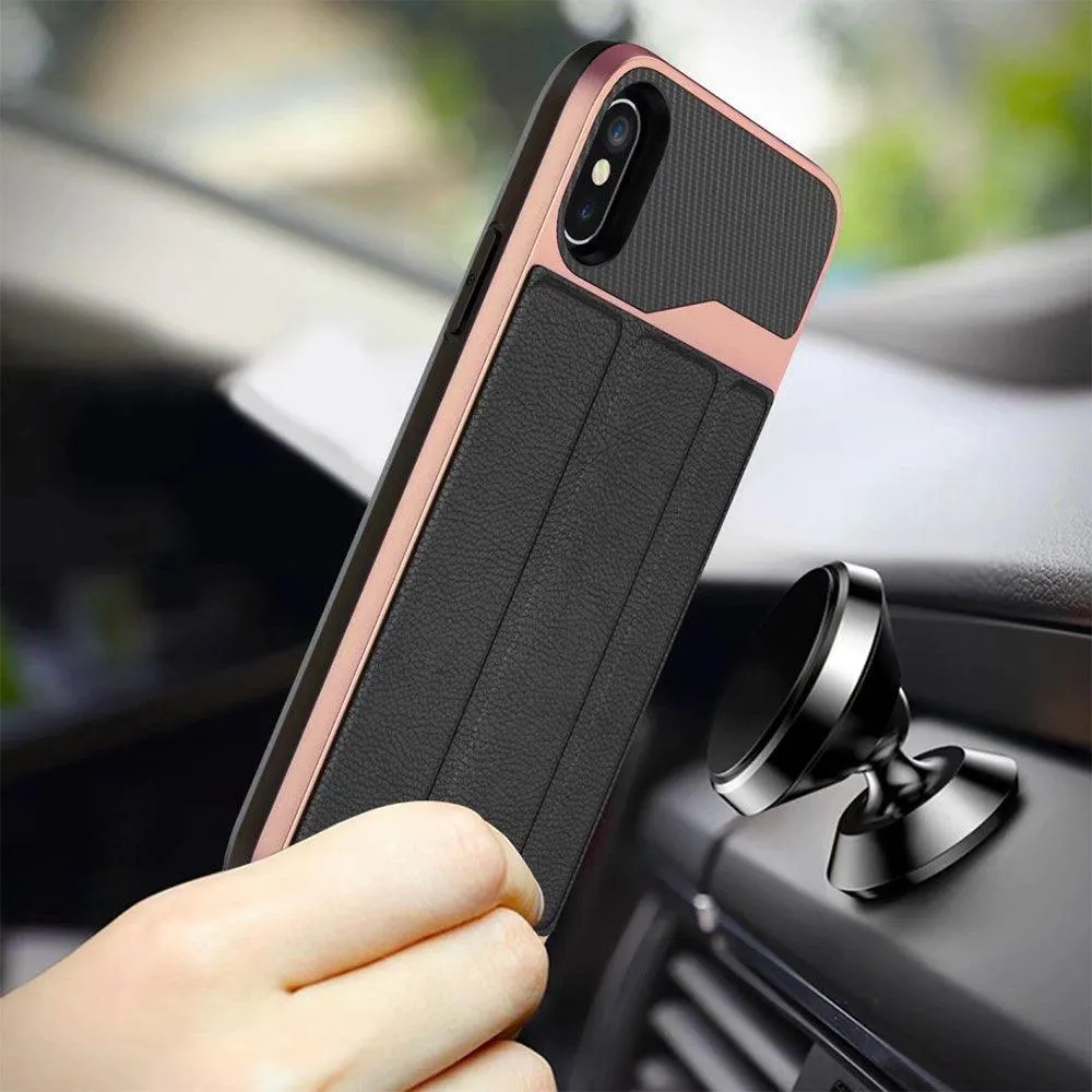 Apple iPhone XS Max Magnetic Car Mount Folio Leather Card Holder Wallet Stand Case by Modes