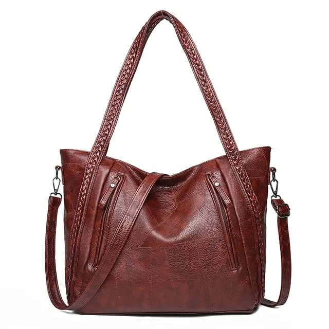 BDM Women's Fashion High Quality Genuine Leather Large Pocket Handbag