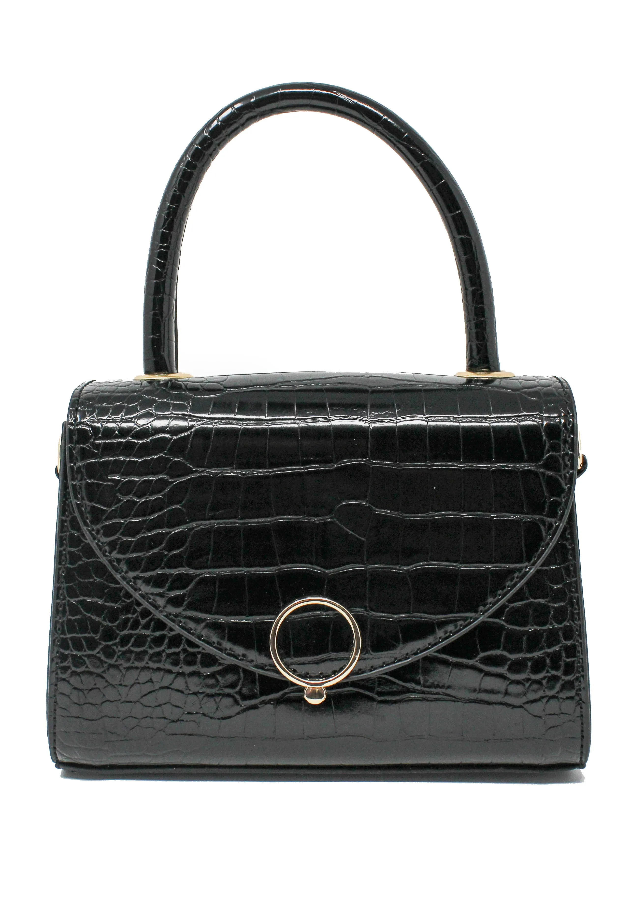 Black Croc Mini Handbag