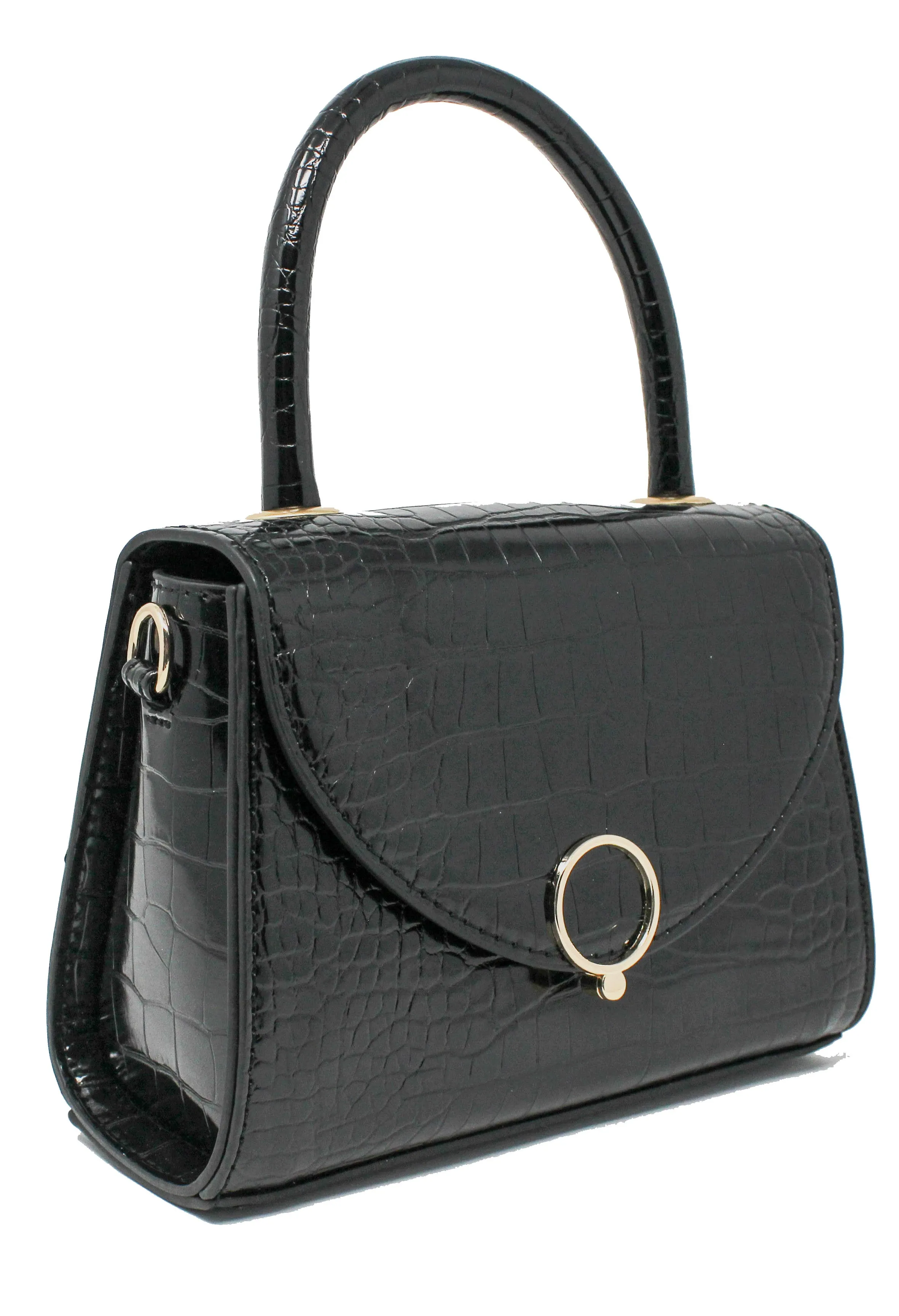 Black Croc Mini Handbag