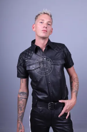 Black Leather Padded Shirt