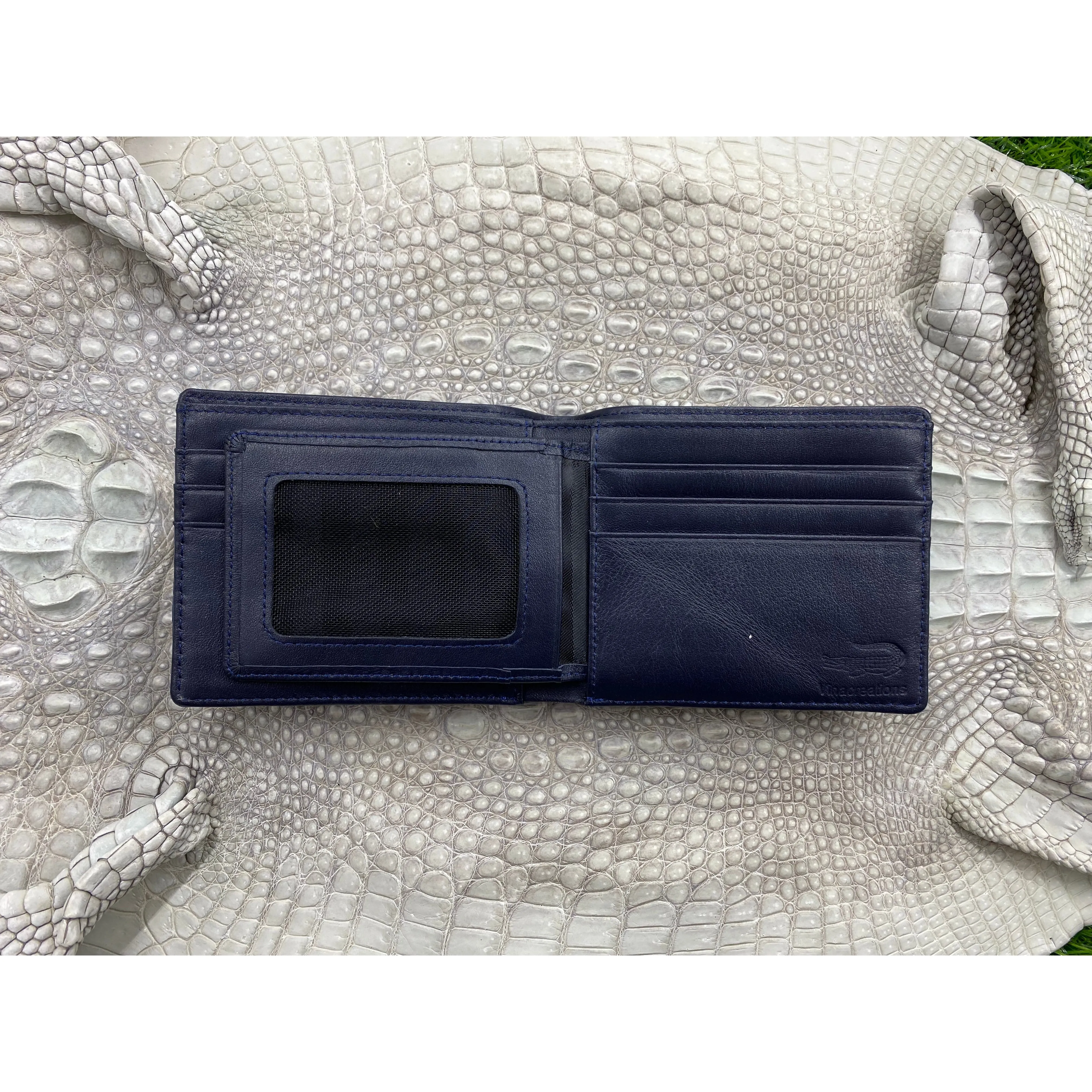 Blue Alligator Skin Bifold Wallet For Men | Handmade Crocodile Leather Wallet RFID Blocking | VL4554