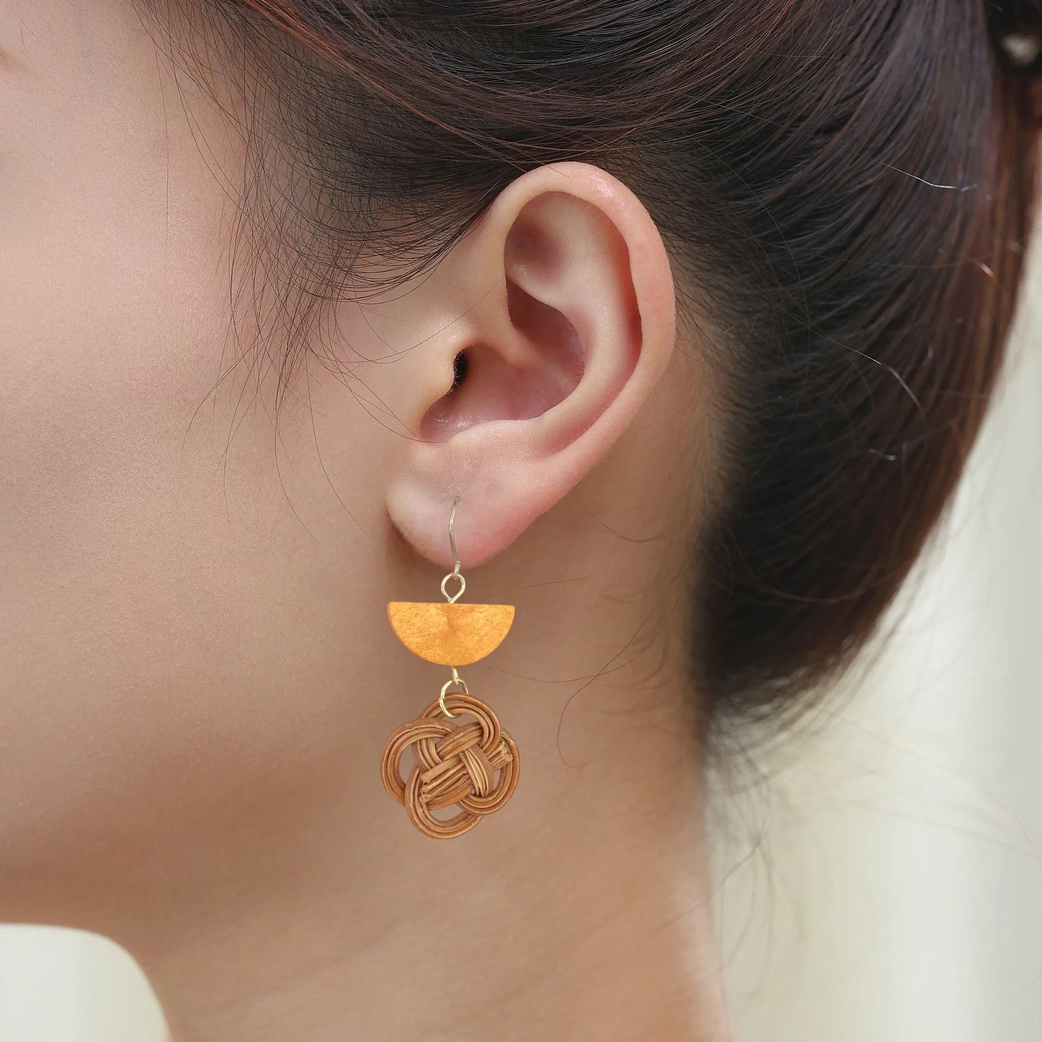 Bohemia Style Rattan Wooden Geometric Earrings