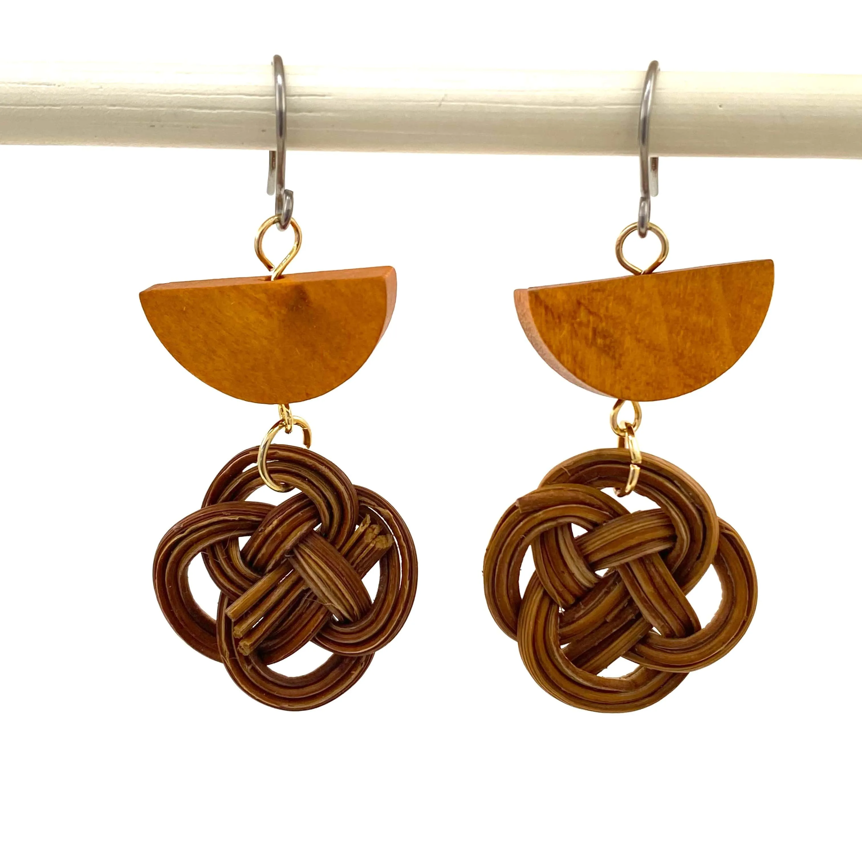 Bohemia Style Rattan Wooden Geometric Earrings