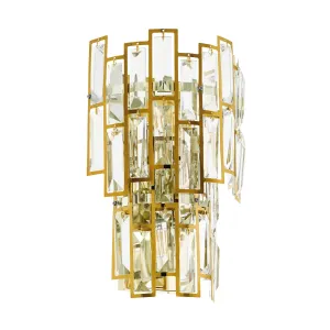 Calmeilles 3 Light Brass and Crystal Classic Feature Wall Light