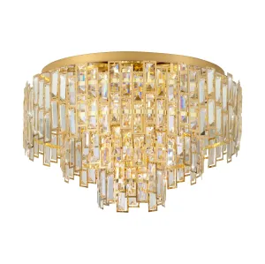 Calmeilles 63cm 10 Light Brass and Crystal Classic Feature Close to Ceiling