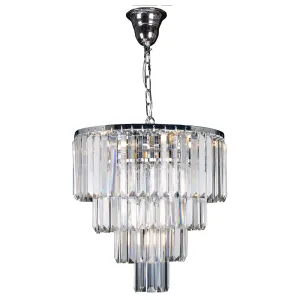 Celestial 4 Tier Chrome 5 Light Crystal Prism Chandelier Pendant