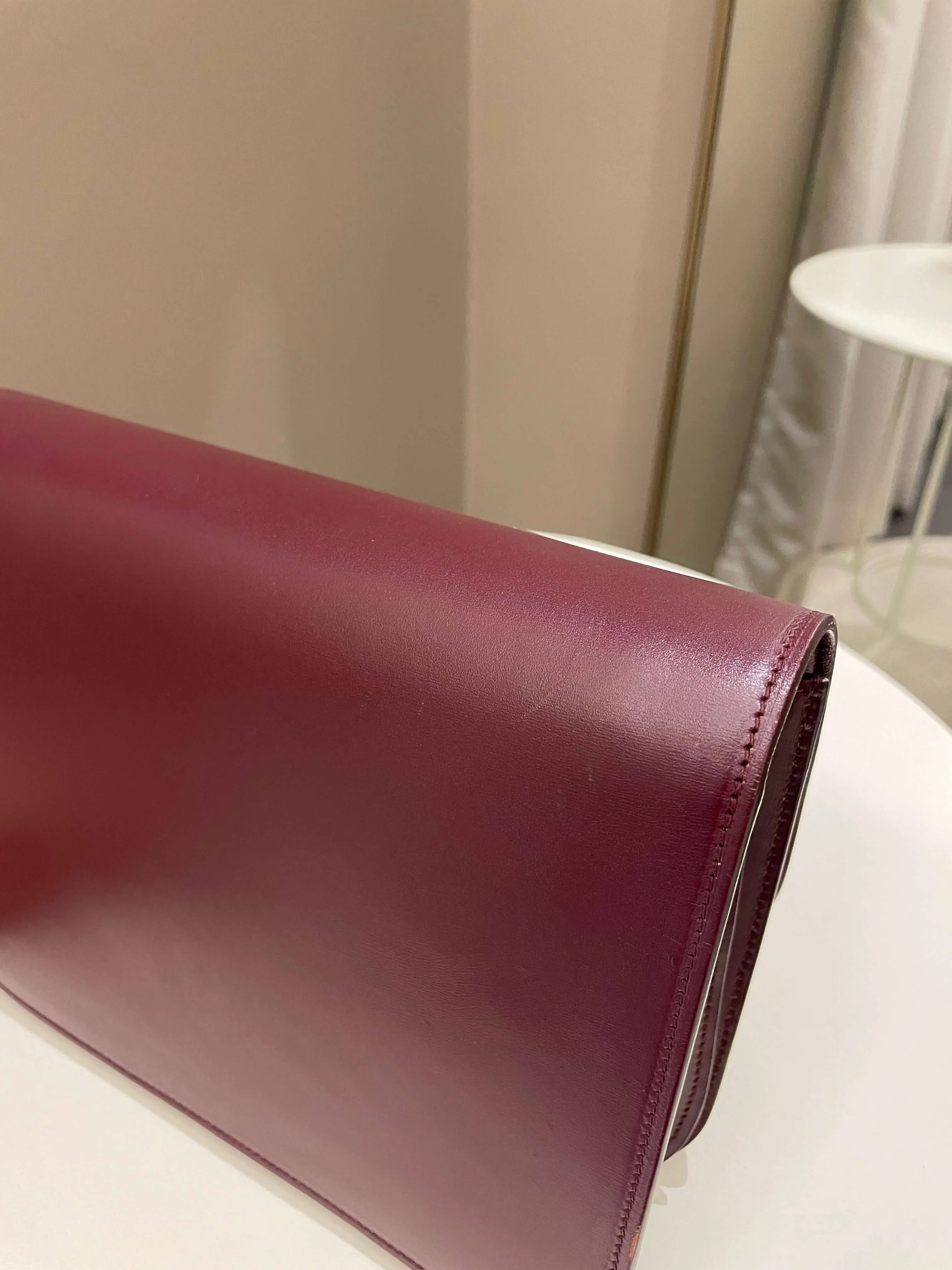 Celine Box Bag Burgundy Calfskin