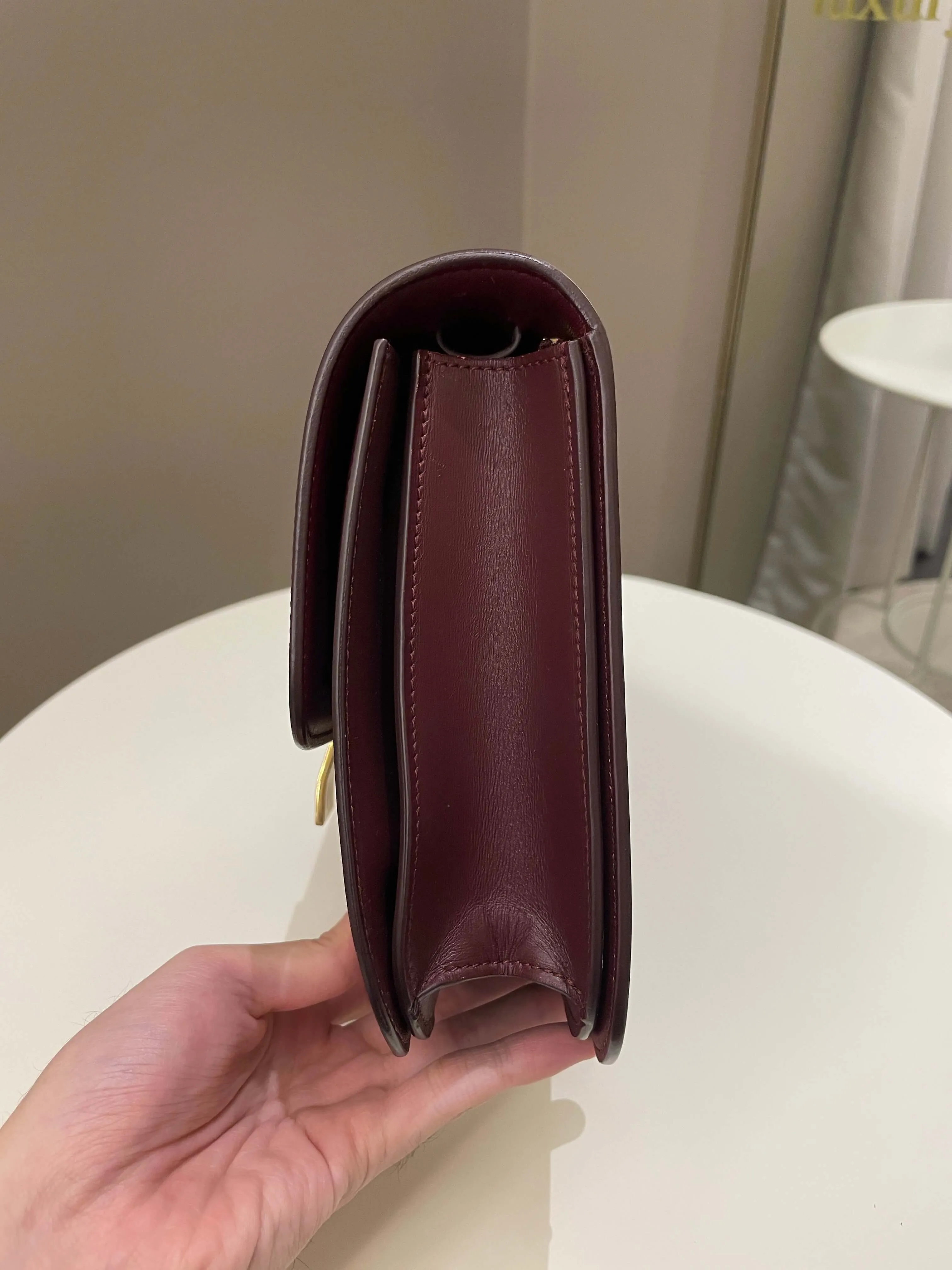 Celine Box Bag Burgundy Calfskin