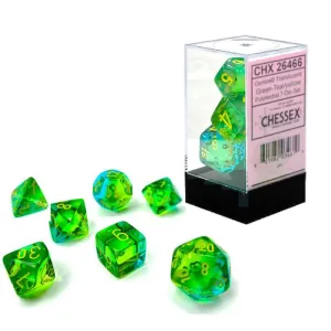 Chessex Gemini 7pc Polyhedral Dice Set - Translucent Green- Teal & Yellow