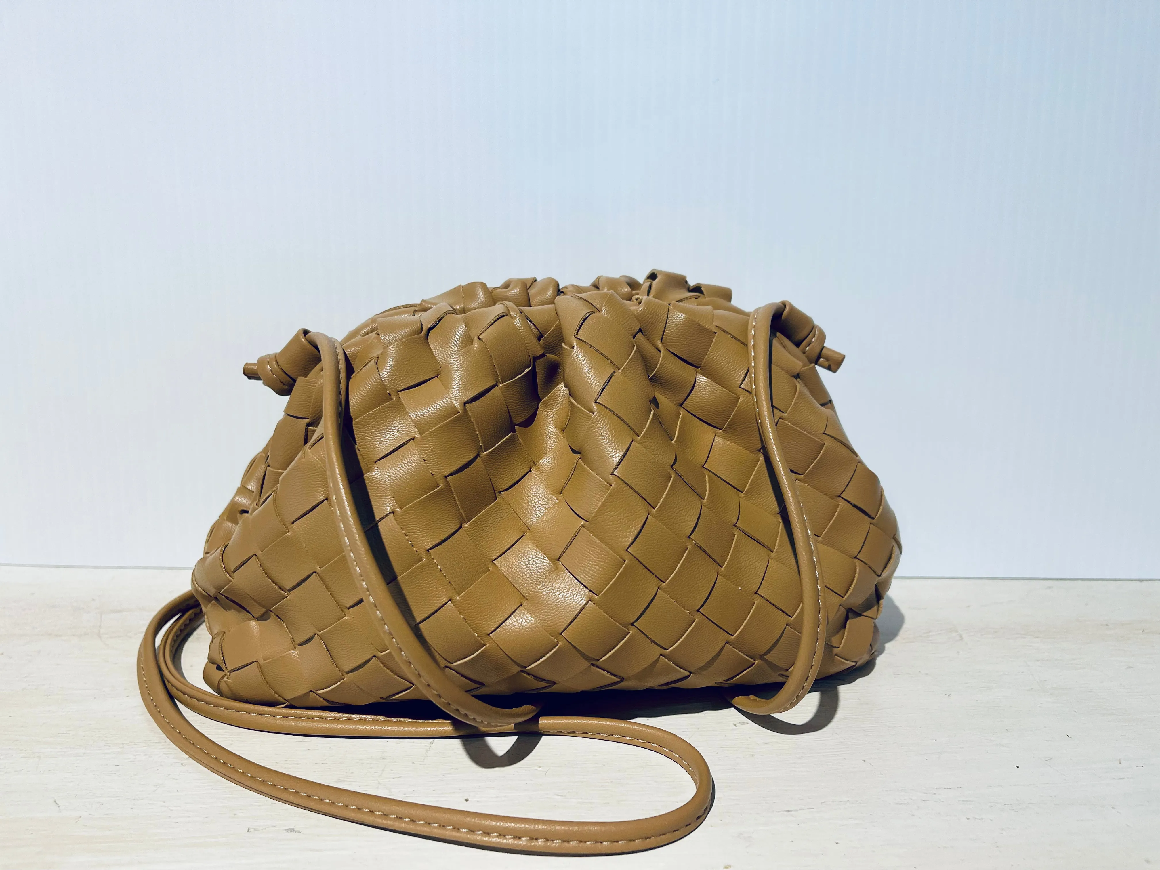 Davy Crossbody Handbag of Woven Vegan Leather