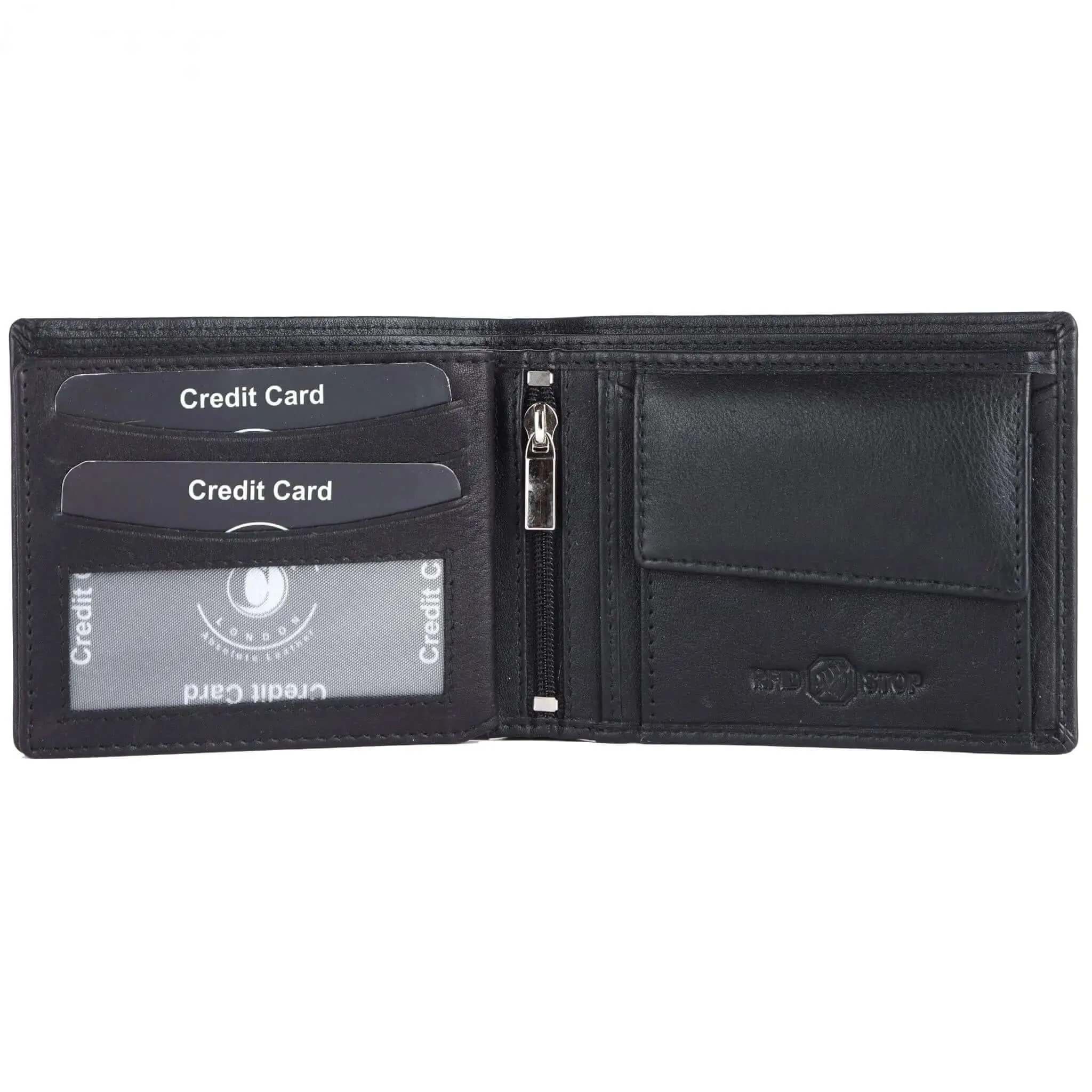 Genuine Black Leather RFID Wallet | 11.5x9 cm | 7 Card Slots