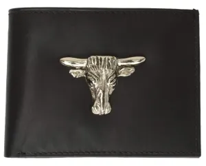 Genuine Leather ID Card Holder Bifold Wallet Bull Design 1146-6 (C)