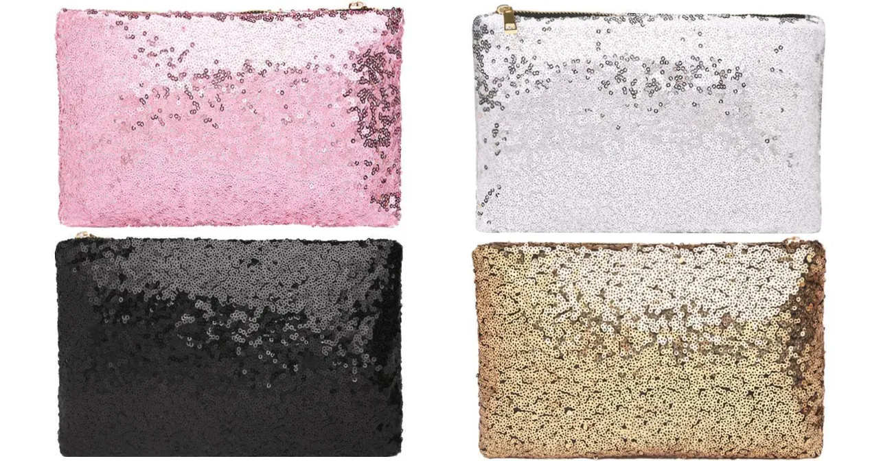 Glamza Dazzling Sequin Hand Bag and Makeup Bag