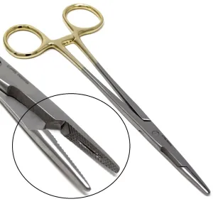 Gold Handle Hemostat with Scissors 6.5", Premium