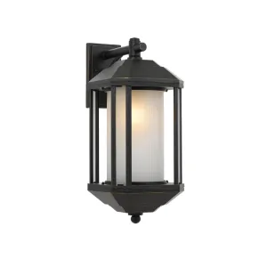 Havard 15.5cm Overhang Black Octagonal and Frost Opal Cylinder Lantern Coach Light