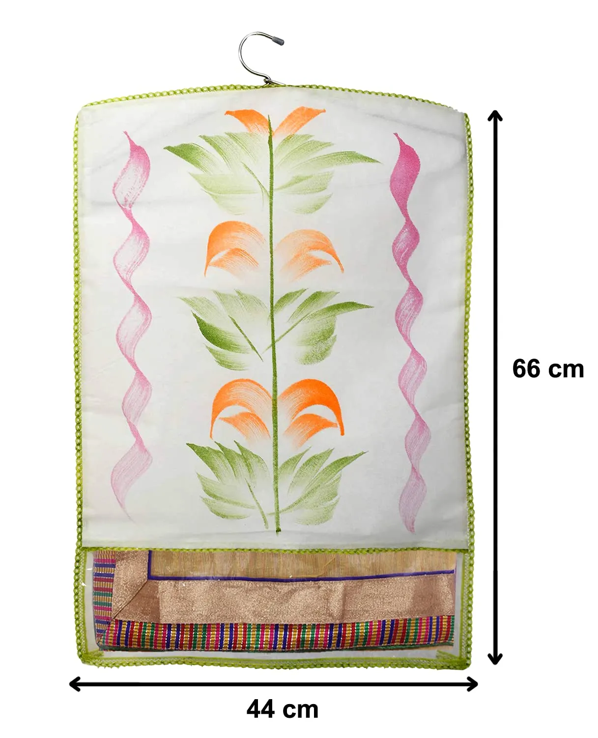 Heart Home Non Woven Hanging Saree Cover, Wardrobe Organizer, Closet Organizer, Saree & Garments Protector Cover With 1 Zipper Compartment on Back Side- Pack of 12 (Green)-HS_38_HEARTH21505