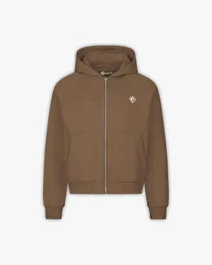 INSIDE OUT ZIP HOODIE CHOCOLATE BROWN