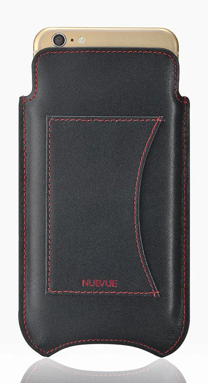 iPhone 6/6s Wallet Sleeve Case in Black Leather | Screen Cleaning Sanitizing Lining