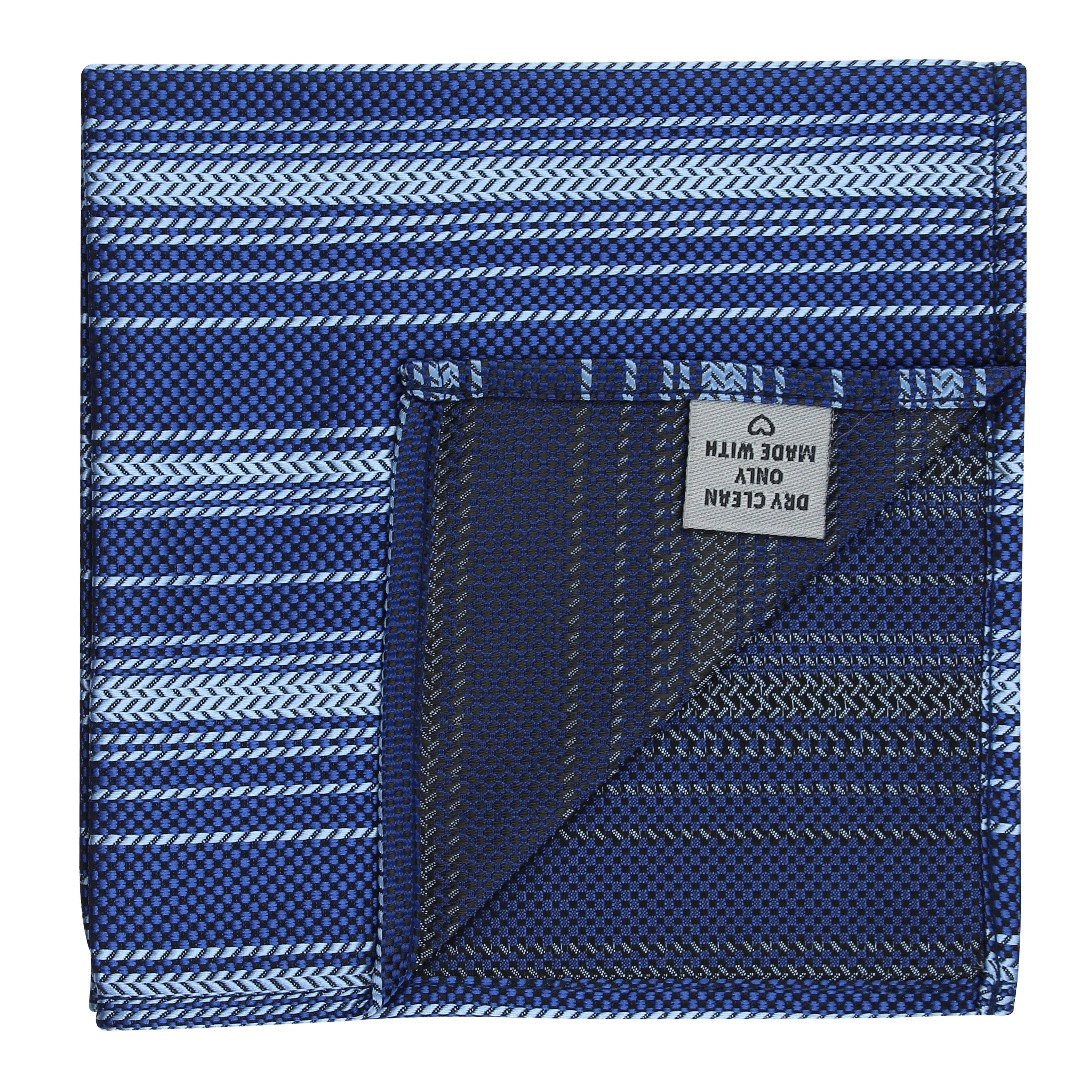 Kovove Soothing Blue Striped Pocket Square For Men