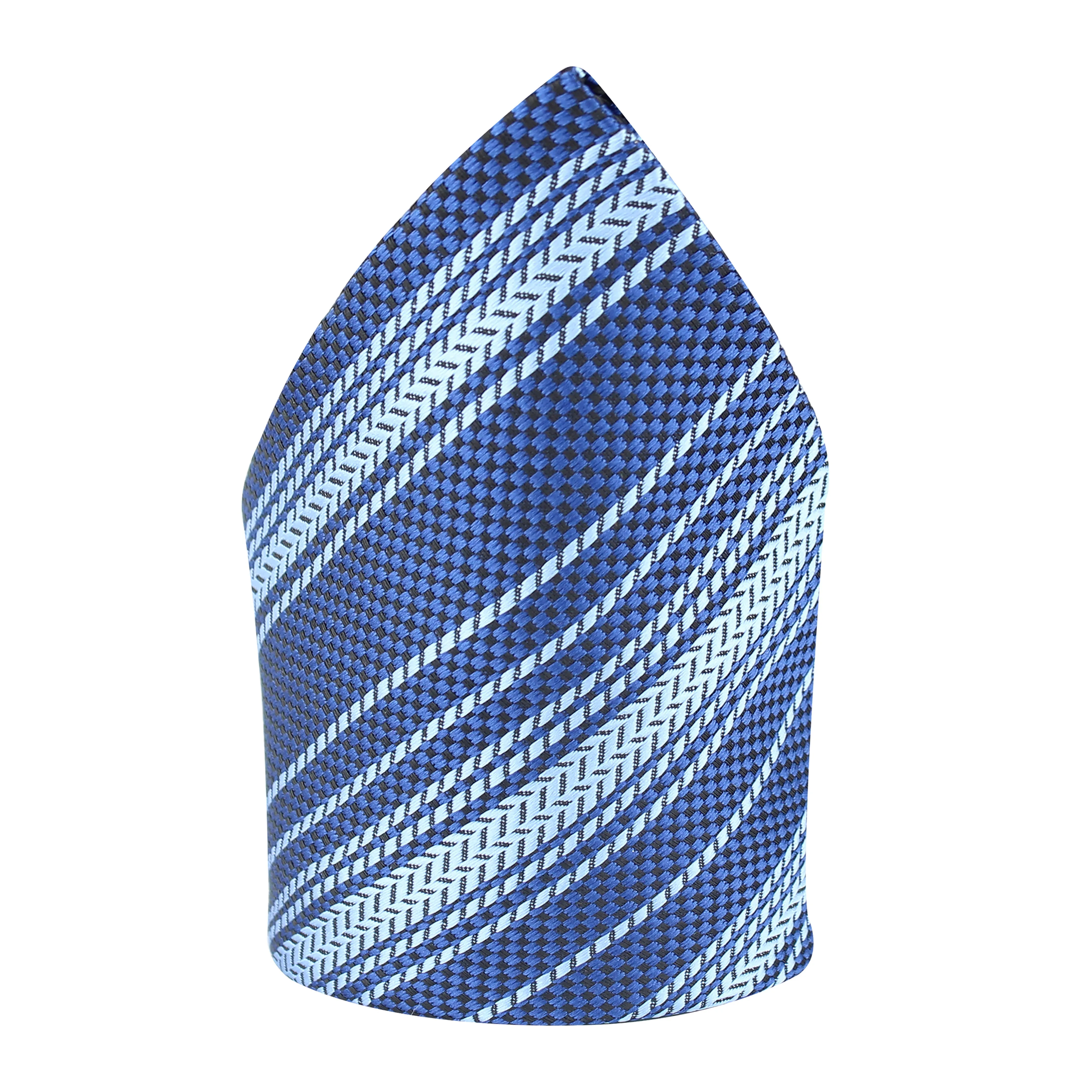 Kovove Soothing Blue Striped Pocket Square For Men