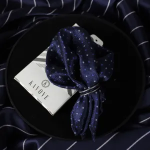 Kovove The Blue Treat Polka Print Pocket Square For Men