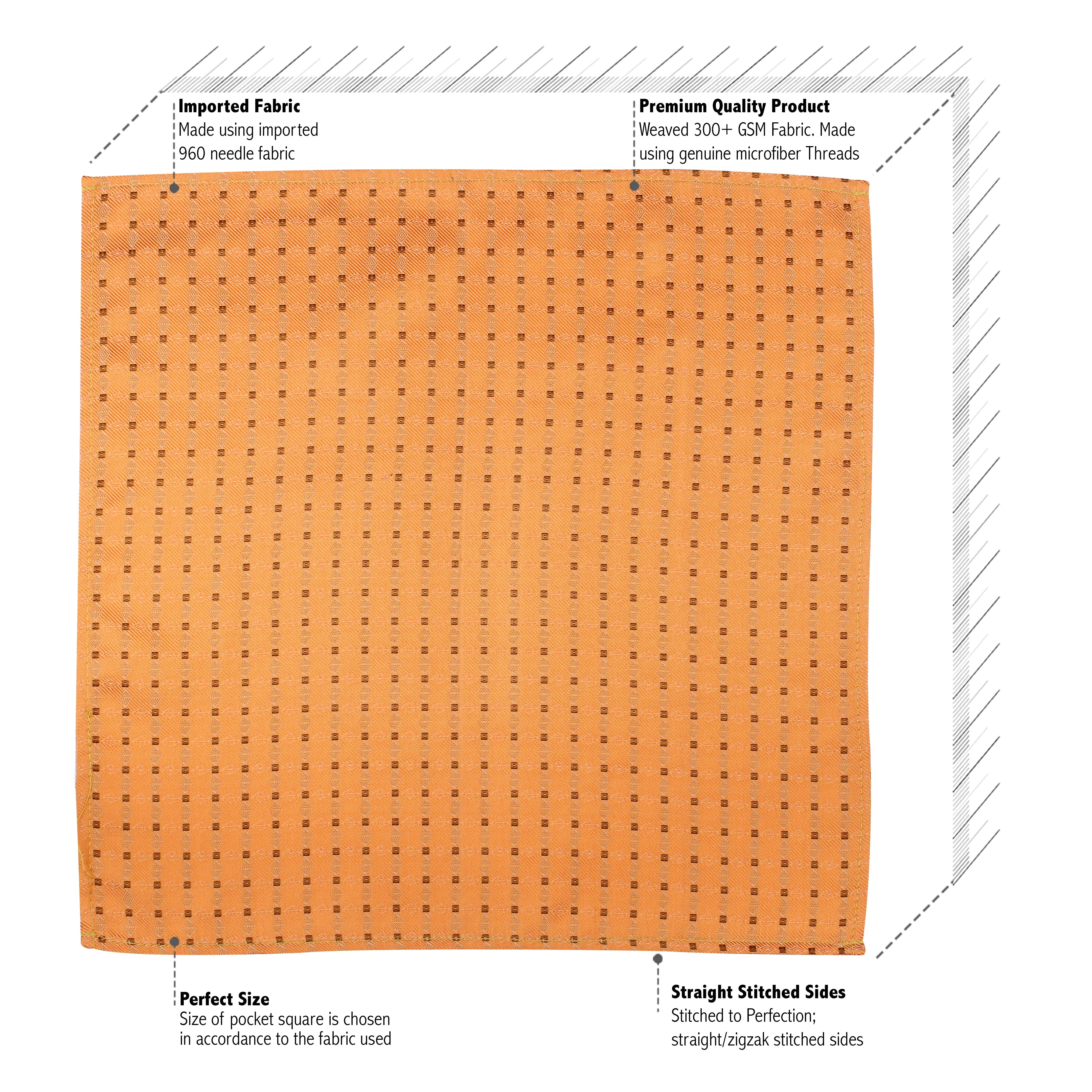 Kovove The Pleasing Checkered Orange Pocket Square