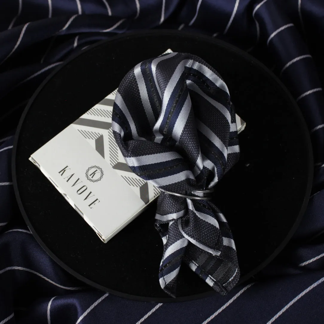 Kovove The Striped Affair Grey Pocket Square For Men