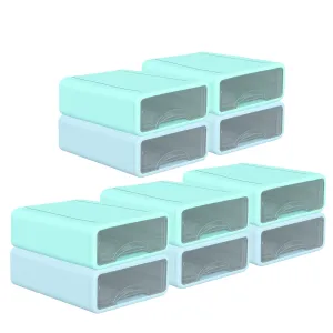 Kuber Industries (Set of 10) Stackable Stationary Organizers Drawer with Translucent for Home, Office & Makeup Suppliance | Desktop Storage Box Table Organiser, JSNH604L-1BG | Blue & Green