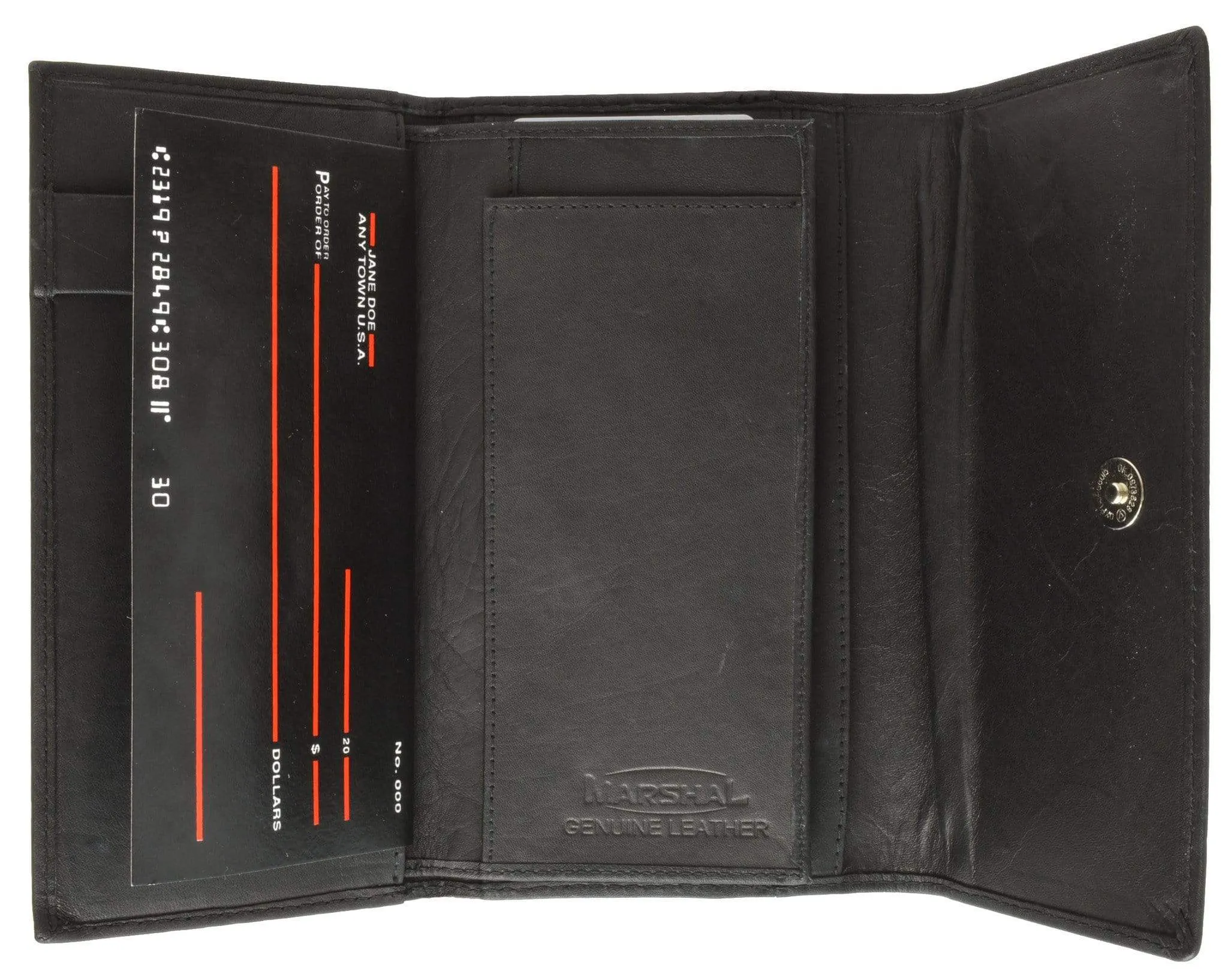 Ladies Genuine Leather Checkbook Wallet Organizer with Detachable Sleeve and ID Window 5575 CF (C)