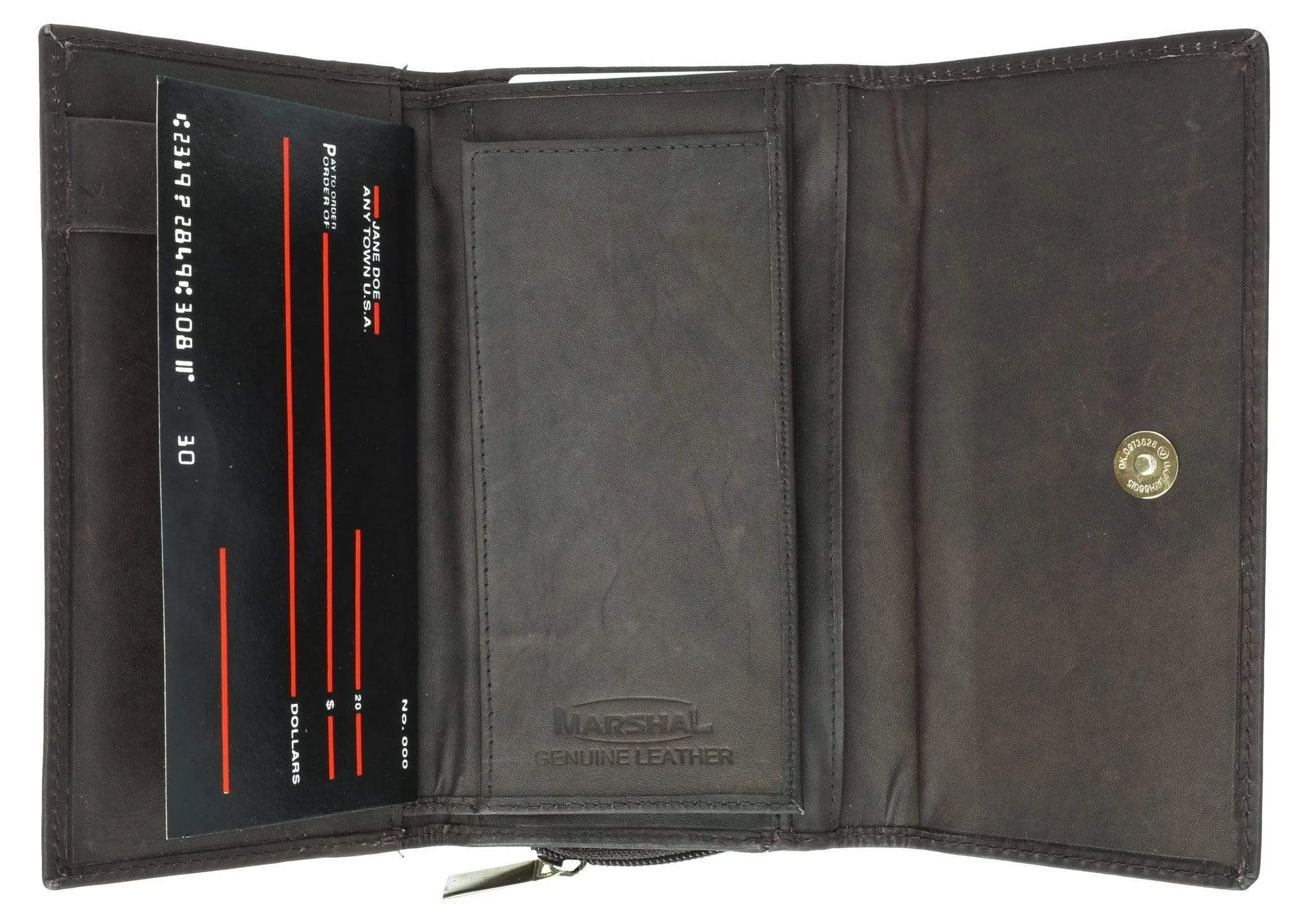 Ladies Genuine Leather Checkbook Wallet Organizer with Detachable Sleeve and ID Window 5575 CF (C)