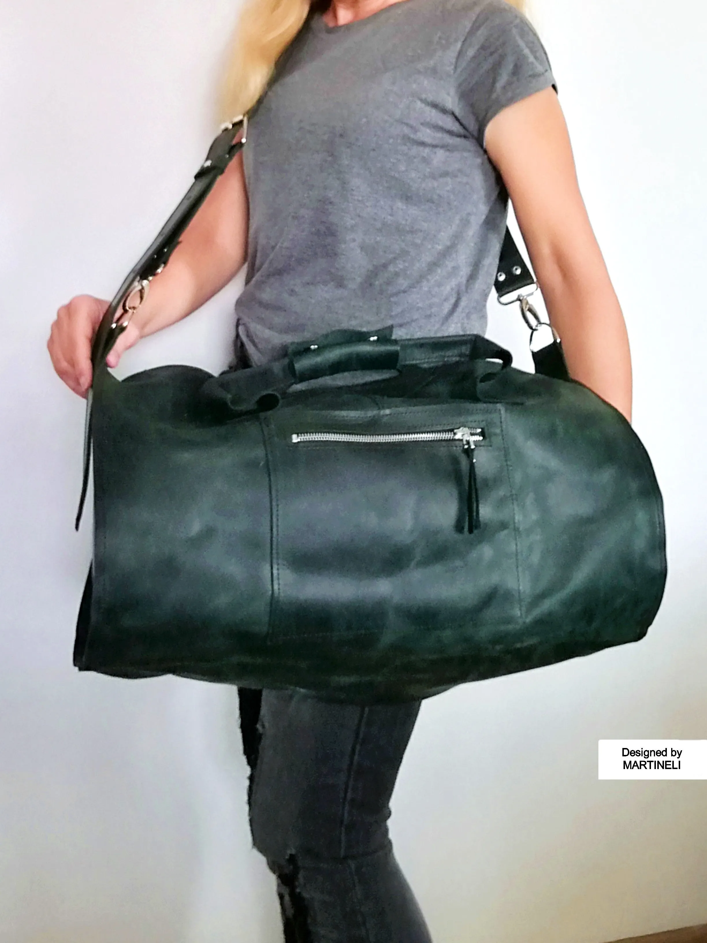 Large Leather Travel Bag Genuine Leather Fitness Bag