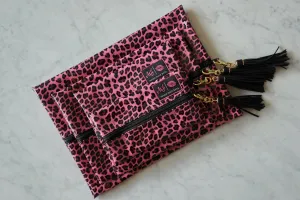 Makeup Junkie Bags Patent Leopard Pink