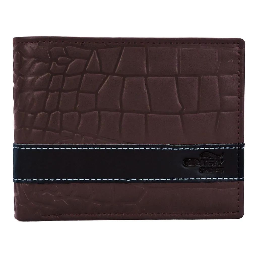 Men Crocodile Pattern Leather Wallet Croci Brown