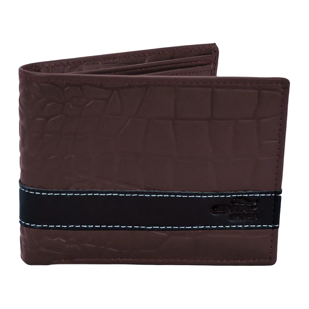 Men Crocodile Pattern Leather Wallet Croci Brown