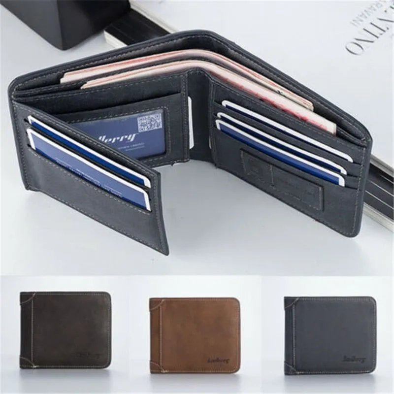 Men's Foldable Small Money Purse Leather Wallet Luxury Billfold Hipster Cowhide Credit Card/ID Holders