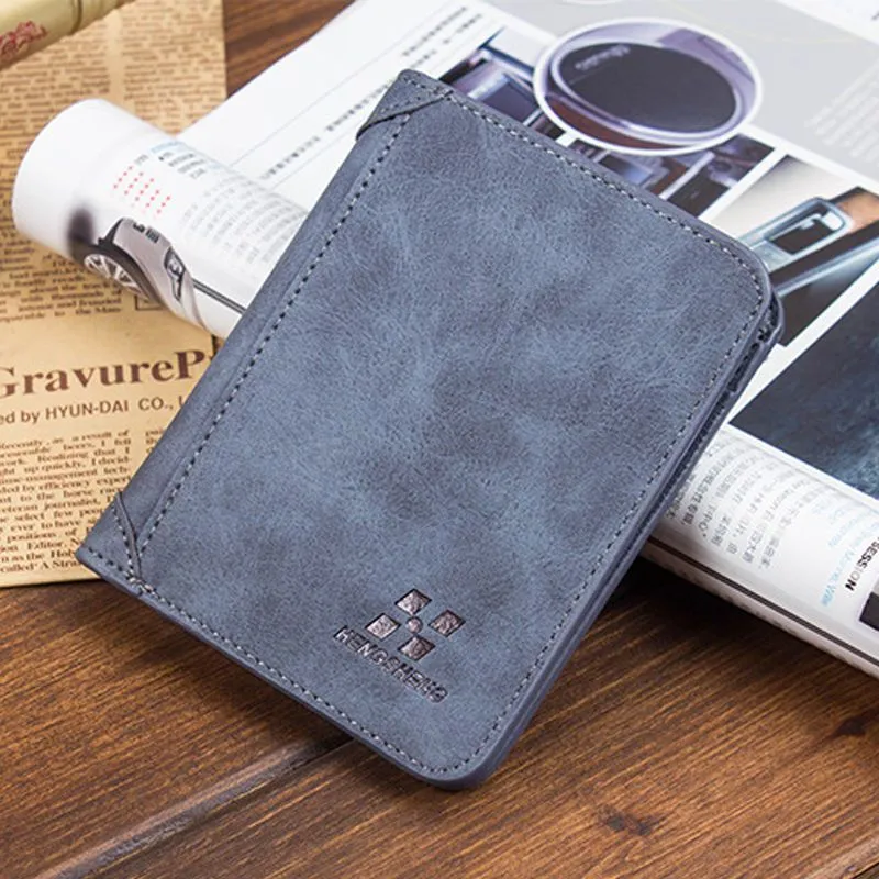 Men's Foldable Small Money Purse Leather Wallet Luxury Billfold Hipster Cowhide Credit Card/ID Holders