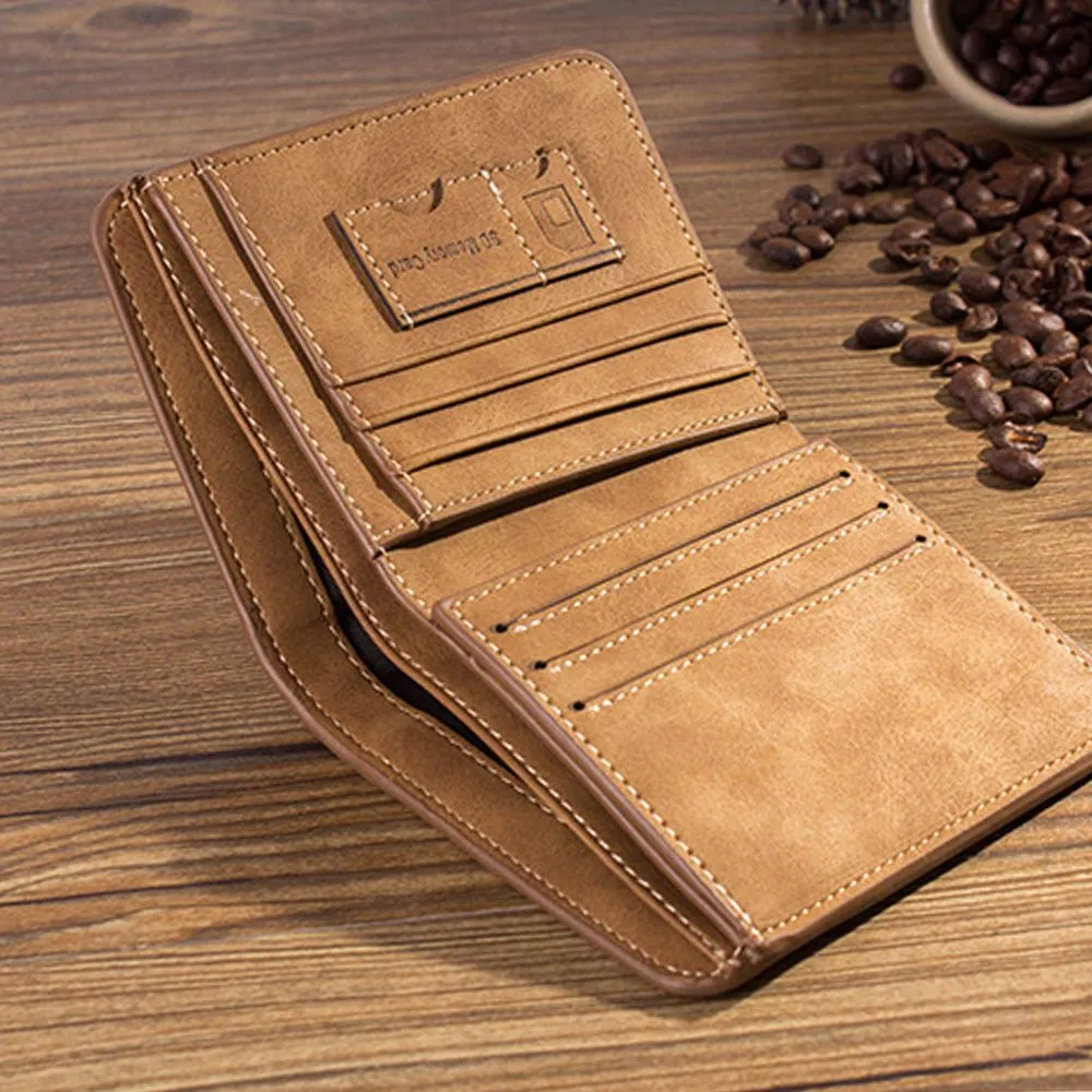 Men's Foldable Small Money Purse Leather Wallet Luxury Billfold Hipster Cowhide Credit Card/ID Holders