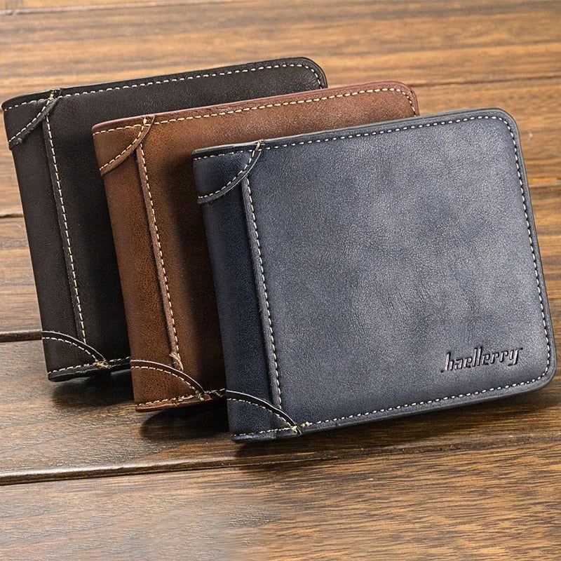 Men's Foldable Small Money Purse Leather Wallet Luxury Billfold Hipster Cowhide Credit Card/ID Holders