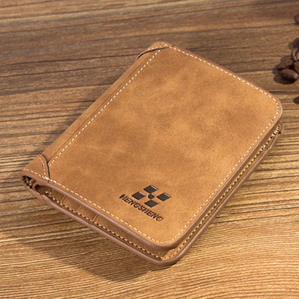 Men's Foldable Small Money Purse Leather Wallet Luxury Billfold Hipster Cowhide Credit Card/ID Holders