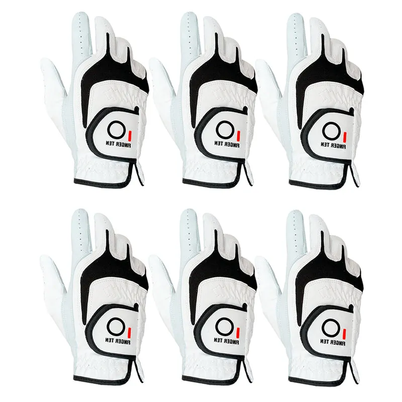 Men's Golf Gloves Leather All Weather Grip 6 Pack