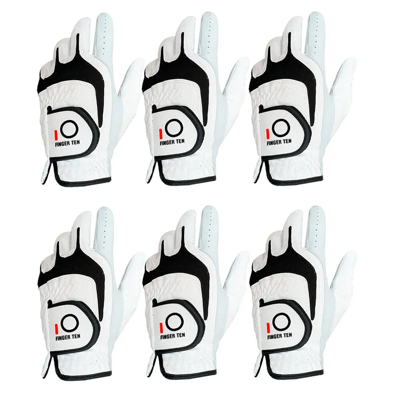 Men's Golf Gloves Leather All Weather Grip 6 Pack