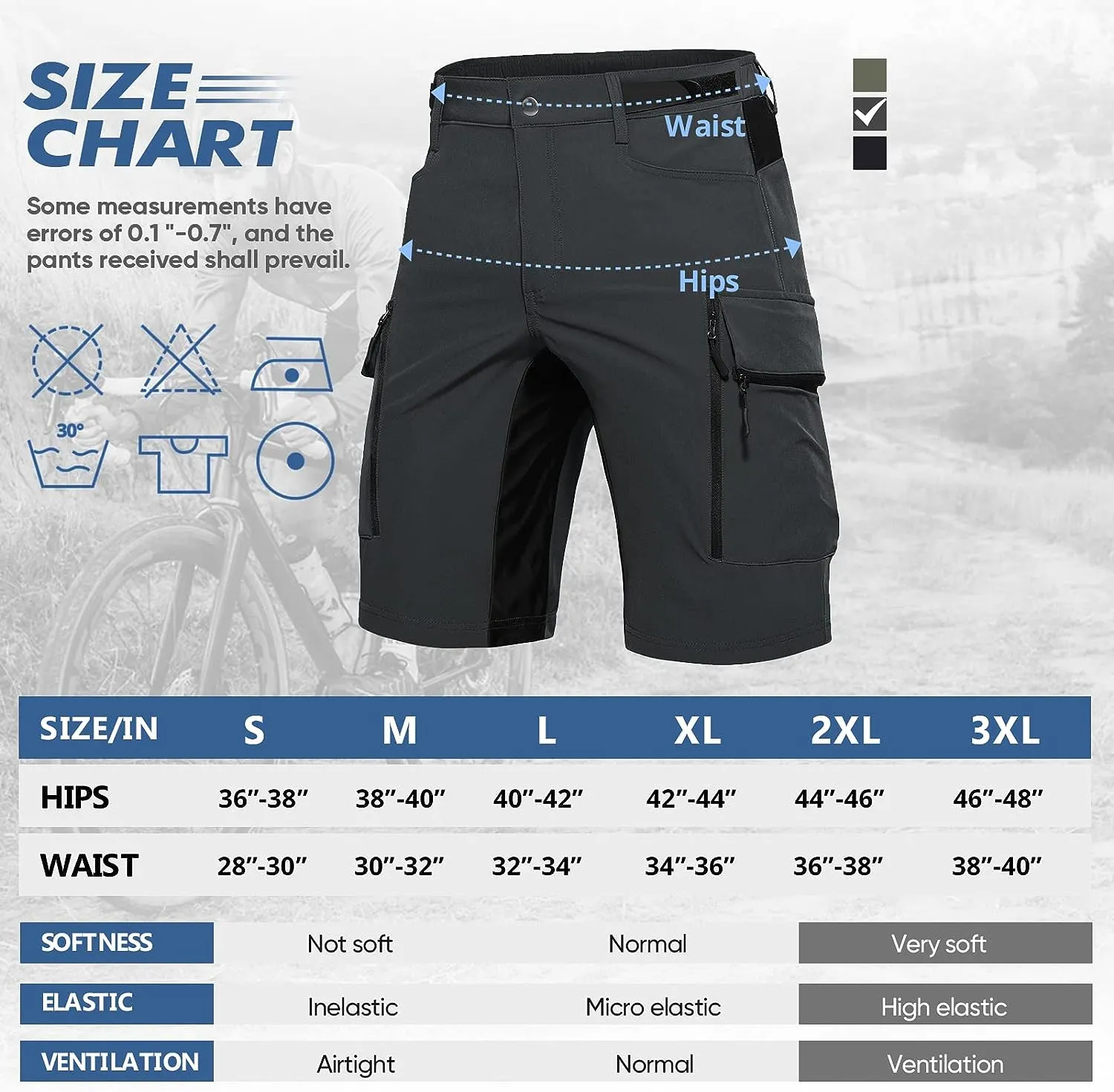 Mens Padded Mountain Bike Shorts 28