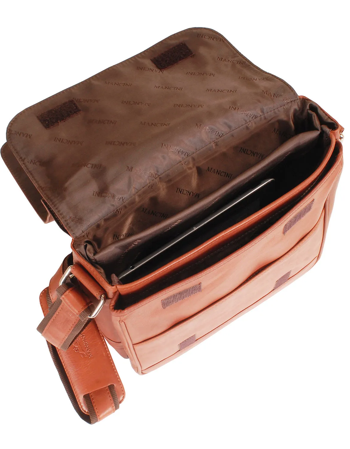 Messenger Style Tablet Bag, 10.5" x 4" x 12", Cognac