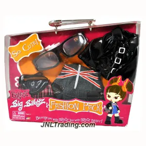 MGA Entertainment Bratz Big Babyz Fashion Pack Set - PRETTY 'N' PUNK with Black Leather Jacket, Sunglasses, Denim Skirt and Handbag