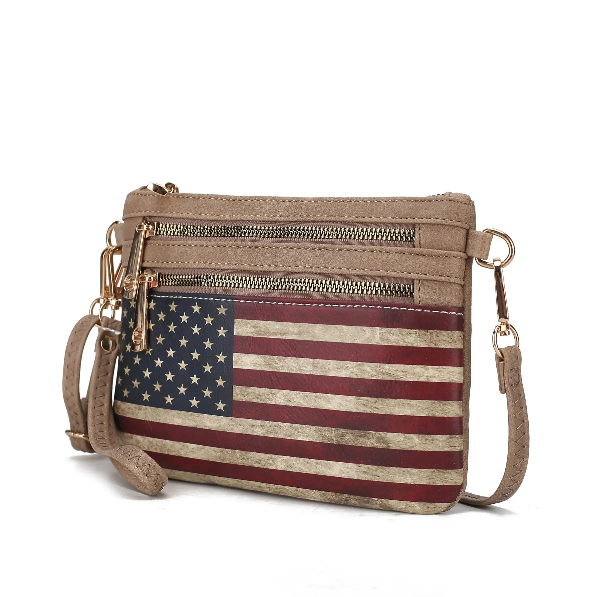 MKF Collection Alisson Vegan Leather Women FLAG Crossbody-Wristlet Bag by Mia K